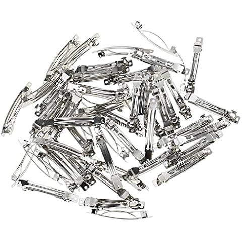 T TOOYFUL 50pcs Retro Sliver French Barrettes Hair Clips Craft Ribbon Bow DIY Elastic Tool - 9 x 78mm Cover