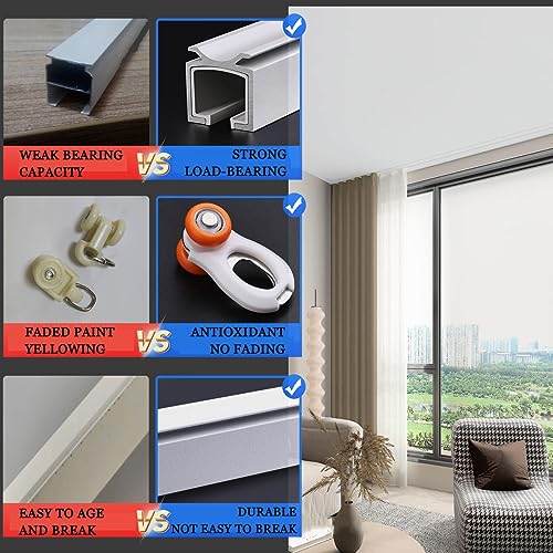 Rail de rideau de plafond robuste et double système silencieux blanc