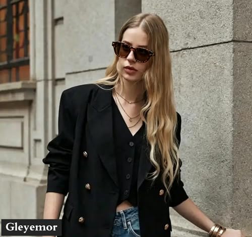 Image of Gleyemor Fashion Sunglasses for Men Women Tortoise Shell Sunglasses Trendy Unisex Style UV400 Protection Shades