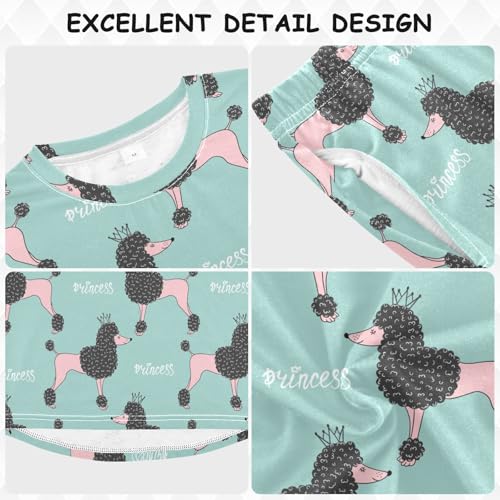 Cute Pink Poodle Princess Soft Pajama Set for All Seasons,Breathable Pjs Long Sleeve Sleepwear,Comfy Loungewear 2 Piece Underwear Set 3T3