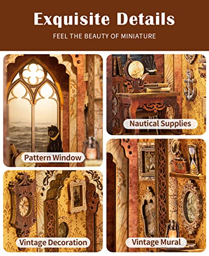 Image of CUTEBEE Book Nook Kit, DIY Booknook Miniature House Tiny House 3D Wooden Puzzle Dollhouse Kit for Adults and Teens, Bookshelf Insert Decor, DIY Craft Gift Model Build