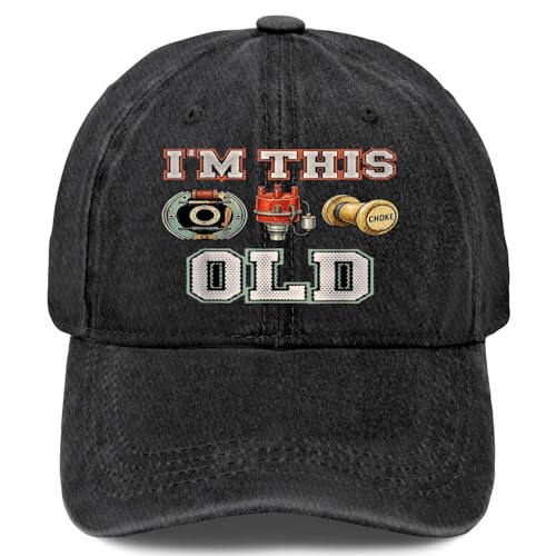 Vintage I'm This Old Funny Classic Car Parts Mechanic Humor Hats for Men