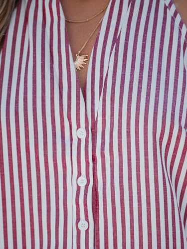 Image of CUPSHE Women's Striped V-Neck Tank Top Button Front Casual Sleeveless