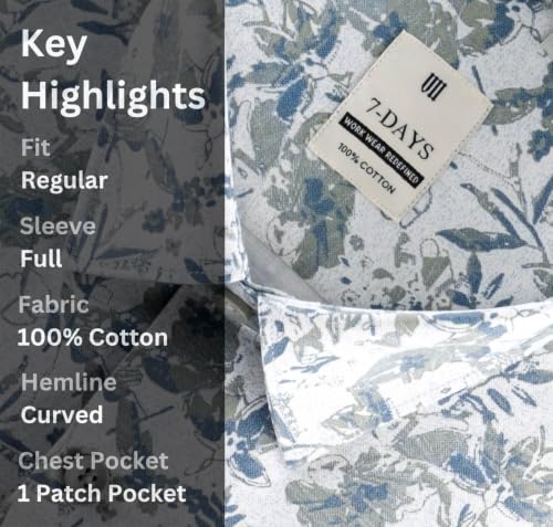 Image of 7-DAYS Men's Premium Printed Shirt - 100% Cotton, Regular Fit, Full Sleeve, with Pocket - Versatile for Formal Occasions and Casual Wear