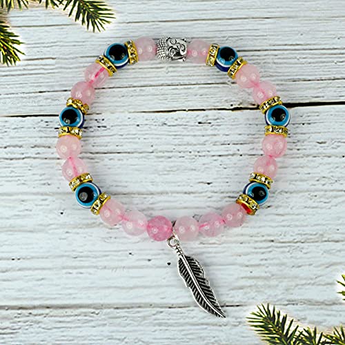 Image of Reiki Crystal Products Natural Crystal Stone 8 mm Round Bead Bracelet for Men & Women | Stretchable Gemstone Bracelet for Meditation, Yoga, Reiki & Daily Wear
