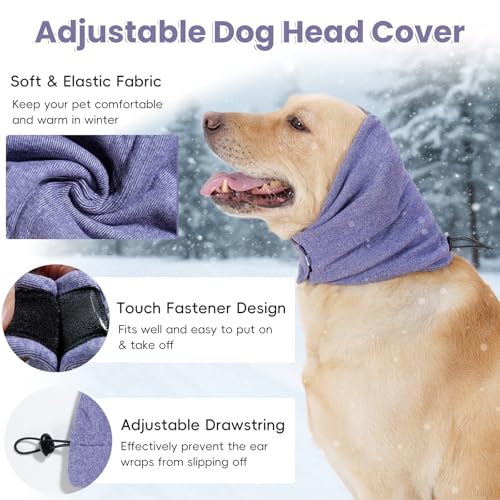 Image of Dog Calm Hoodie, No Shake Ear Wraps for Dogs, Quiet Dog Ear Cover Noise Protection, Pet Ear Muffs Dog Ear Protector Head Wrap Cover for Anxiety Relief, Hematoma, Grooming, Firework, Thunderstorms,L