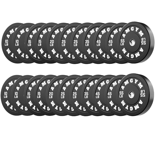 AMGYM Bumper Plates 600lb Set Olympic Weight Plates Rubber Bumper Plates with Steel Insert Home Gym...