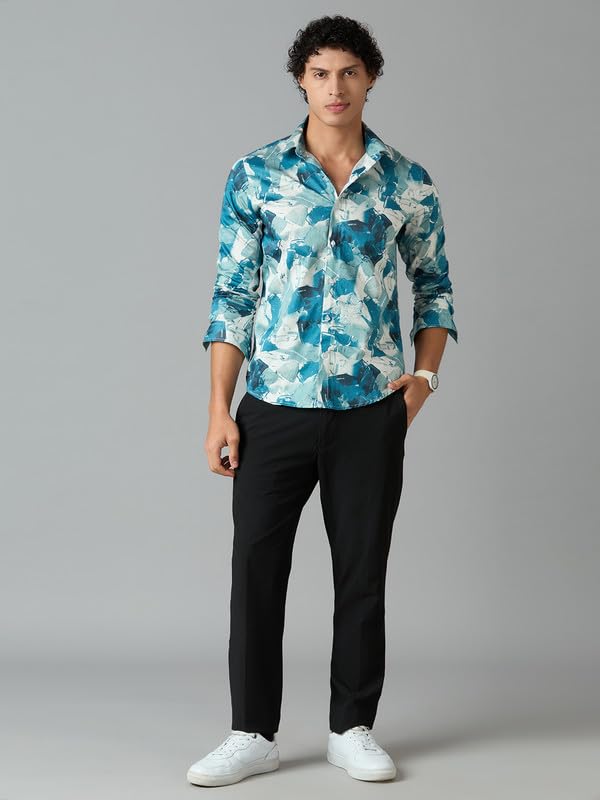 Image of Men's Printed Regular Fit Full Sleeves Cotton Formal Shirt