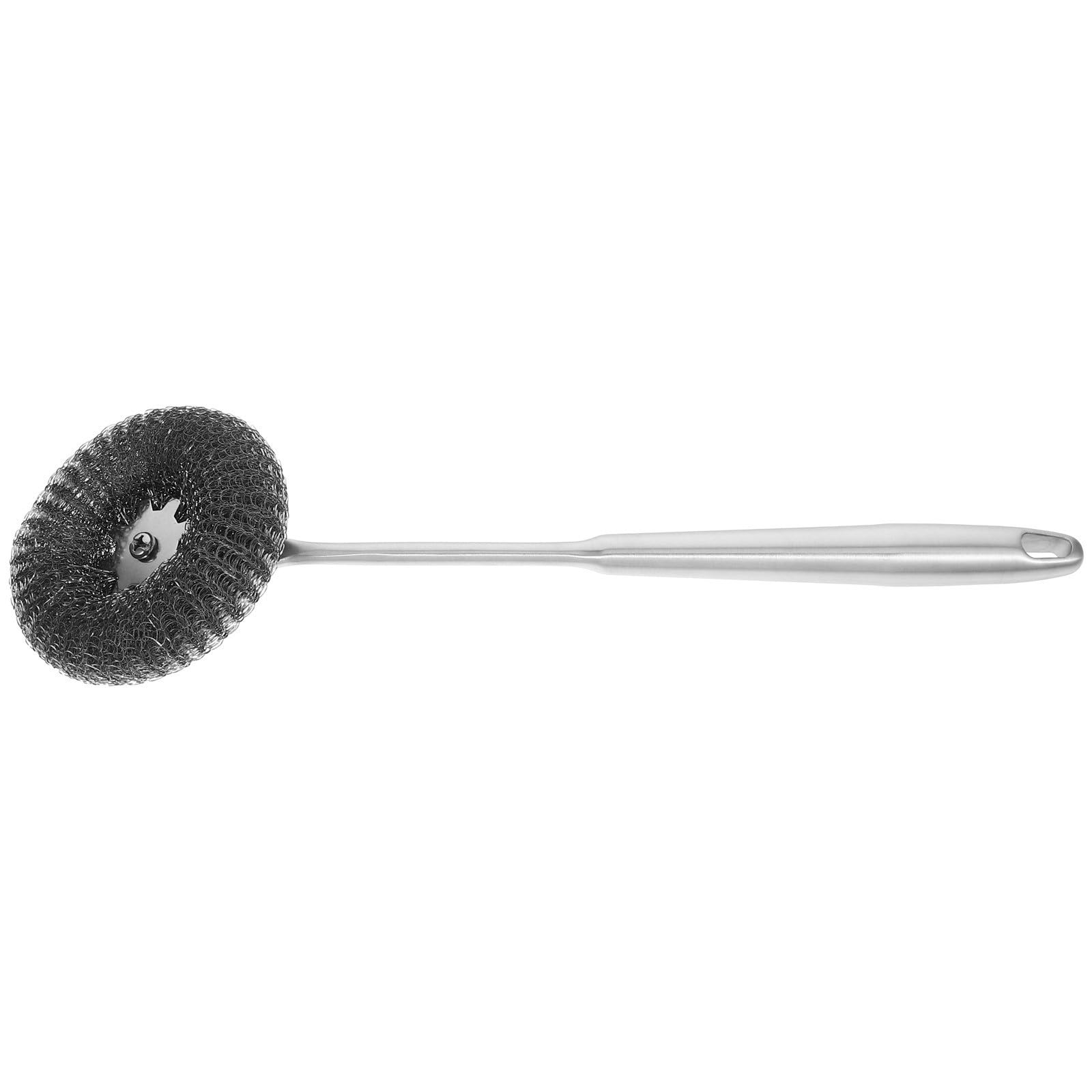 Cepillo para lavar platos de acero inoxidable 304 con mango ergonómico antiarañazos