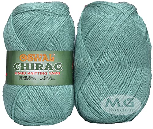 Image of M.G ENTERPRISE Os wal Chirag Soft Fingering Crochet Hook Hand Needle Knitting Thread Dyed Wool Yarn Ball for Art Craft (400 gm, Turquoise, FC)