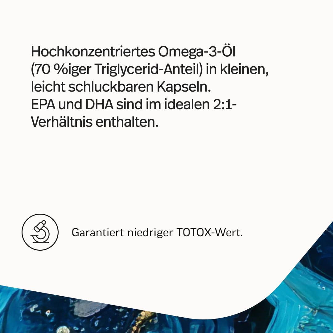 edubily® Omega-3 Fischölkapseln - 70% Omega 3-Gehalt - EPA DHA Kapseln in pharmazeutischer Qualität aus nachhaltigem Wildfang (300 Kapseln)