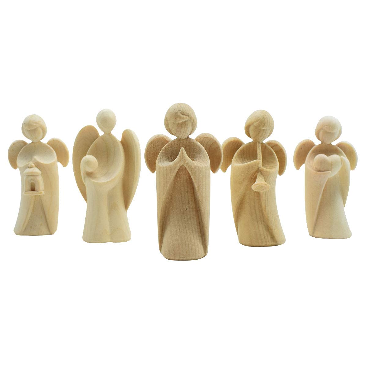 4betterdays.com Angelo custode classico in legno di pino cembro – Artigianato in Alto Adige – Odore di cembro/altezza 9 cm/figura angelo, regalo per battesimo/angelo custode in legno