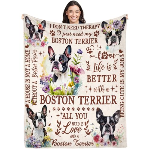 Lussues Nee Boston Terrier Blanket for Womens