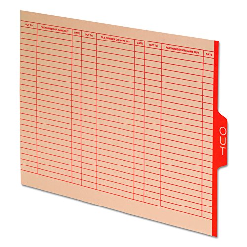 Pendaflex 5251 End Tab Outguides, Red Center “OUT” Tab, Manila red, Letter (Box of 100)
