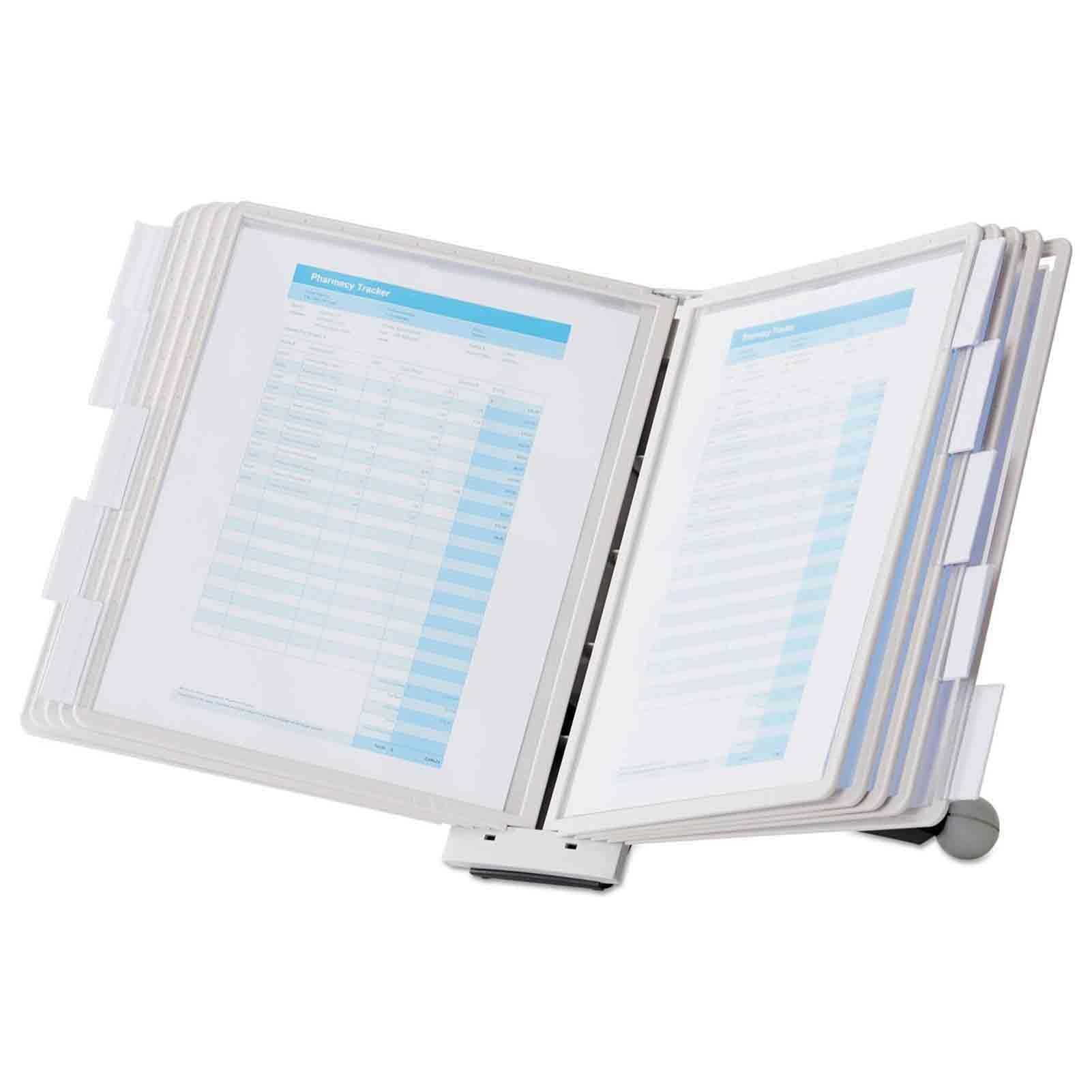 OLSKFUH Page-Turning Folder, 20 Double-Sided Display Pockets, Desk Clamp Reference Organizer,