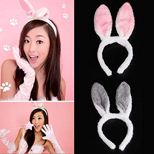 FAVELA® Latest Fancy Headband Stylish Hair Accessories Rabbit Bunny Fur Mini Bow Bunny Long Ears Headband/Hairband for Girls (White)