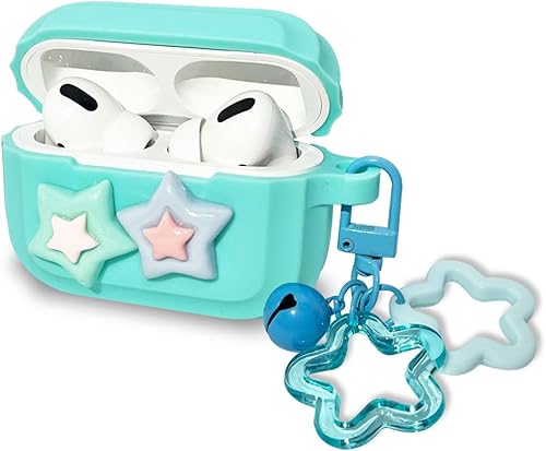 Clouds Funda compatible con AirPods Pro con llavero, bonita funda delgada y flexible de goma de silicona protectora a prueba de golpes AirPods