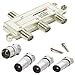 Produktbild PremiumX 3-Fach Antennenverteiler 5-2400 MHz SAT TV Kabel UKW DAB BK Verteiler Digital Splitter + 1x IEC Buchse F-Stecker Adapter + 3X IEC Stecker auf F-Stecker Adapter