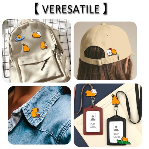 Image of 5Pcs Cartoon Capybara pin, Cute Animal Enamel Pin, Birthday Cake Donut Coffee Corn Roll Lapel Pin Alloy Backpack Pin Enamel Badge Suitable for Daily Decoration Clothes Sweater Hat Bag Collection Party Gift