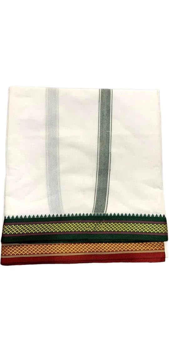 cottontail solapur 2.25 Mtr Cotton Lungi Dhoti for Men (White)-picture-46