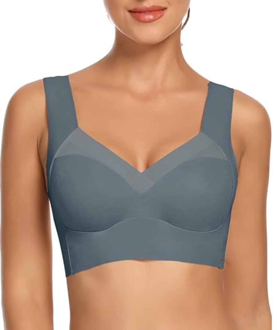 GLAMORAS Women Nylon Spandex Seamless Mesh Lace Bras for Women Wirefree Comfortable Padded Lift Push Up Thin Soft Sexy Back Smoothing Bra Pullover Bras. Size: L-3XL GLAMORAS Women Nylon Spandex Seamless Mesh Lace Bras for Women Wirefree Comfortable Padded Lift Push Up Thin Soft Sexy Back Smoothing Bra Pullover Bras. Size: L-3XL