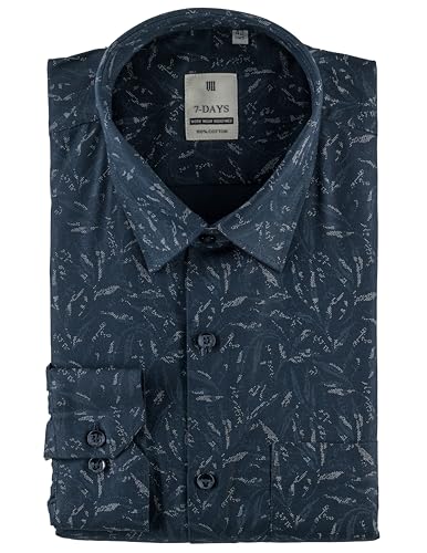 Image of 7-DAYS Men's Premium Printed Shirt - 100% Cotton, Regular Fit, Full Sleeve, with Pocket - Versatile for Formal Occasions and Casual Wear