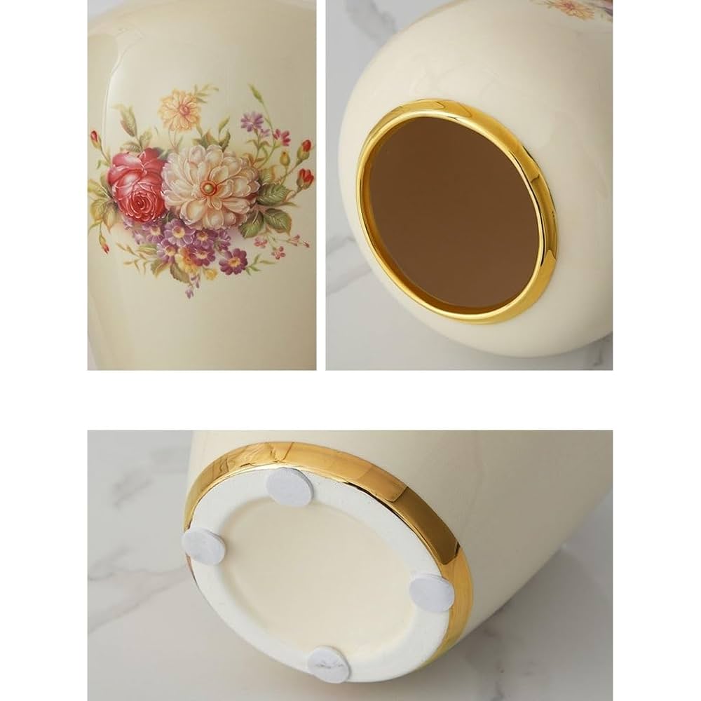 金色装飾の紺色陶器花瓶 菊紋入 青色陶器花瓶 金色装飾 叙勲受賞記念品 高岡銅器 花器