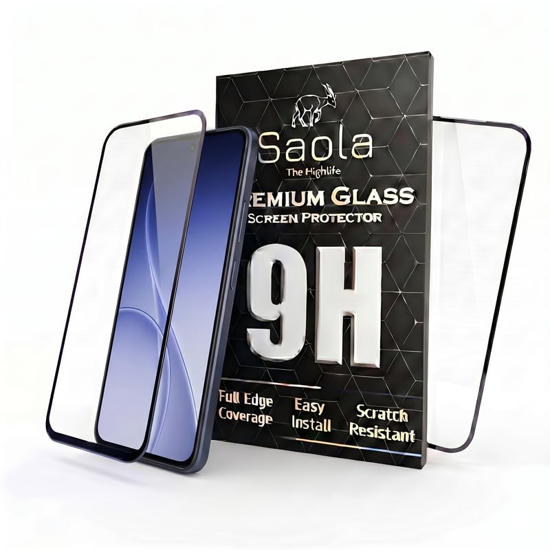 Image of Saola HD+ Oleophobic Tempered Glass For Oppo Reno 15c 5G (Pack Of 2) with Hassle-less Installation Kit. Full screen Coverage. 6.59 inch