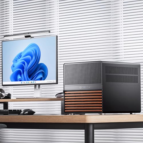 Image of Jonsbo N5 NAS Enclosure - Cube E-ATX Cube Case with Space for 16 Drives, 8 Slots, Mesh Design, Wooden Decor, USB-C, Ideal for NAS & Workstation, Black
