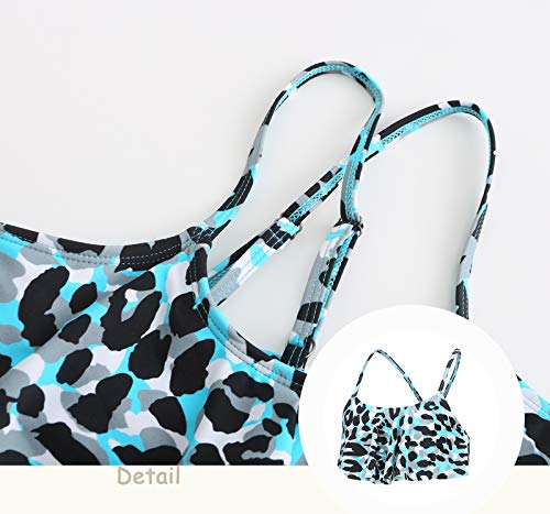 Image of Girls Two Piece Bikini Swimsuits Striped Ruffle Swimwear Falbala Bathing Suit Set