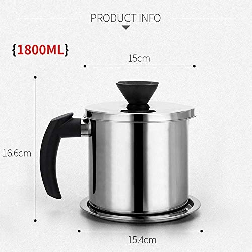 Recipiente de aceite usado con colador de malla, olla de grasa de acero inoxidable para cocina, ideal para almacenar grasa de cocina y aceite de tocino, diseño de filtro fácil