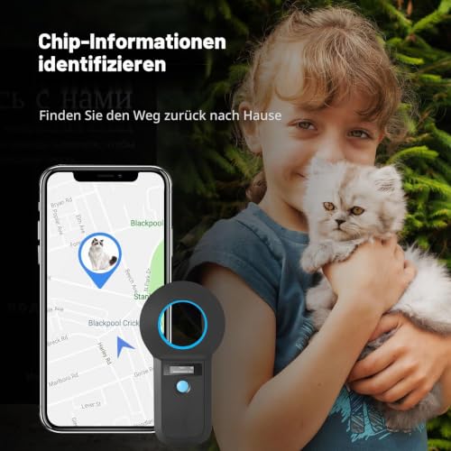 Haustier Mikrochipscann, Wiederaufladbarer USB Tierchip Lesegerät Chipleser Hunde Chip Scanner Katze ISO11784/(85) FDX-B/EMID Mikrochip Lesegerät für Hunde/Katze – Produktbild 2