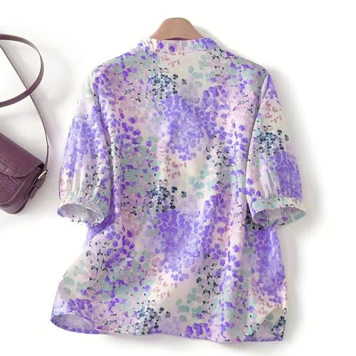 Image of Gufrina Women's Blush Pink Abstract Printed Western Top with Mandarin Collar, Half Button Placket and Relaxed Fit Sleeves