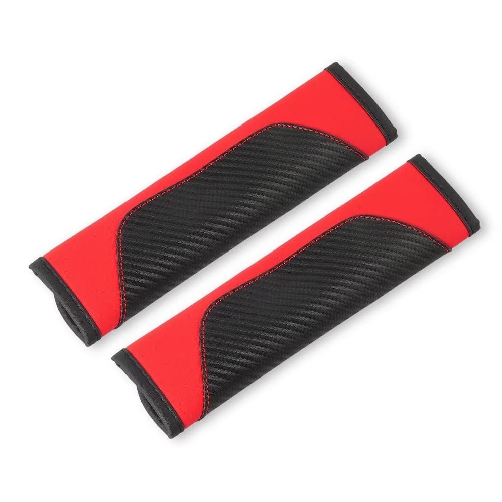 ONEMAJI 2PCS Car Seat Belt Cover for VW Passat (B7) Variant 2010-2014, Seat Belt Shoulder Strap Soft Breathable Leather Harness Pad Shoulder Protector Cover,Red