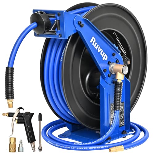 Ruvup Air Hose Reel 3/8'x75ft Auto Retractable Air Compressor Tool HoseReel