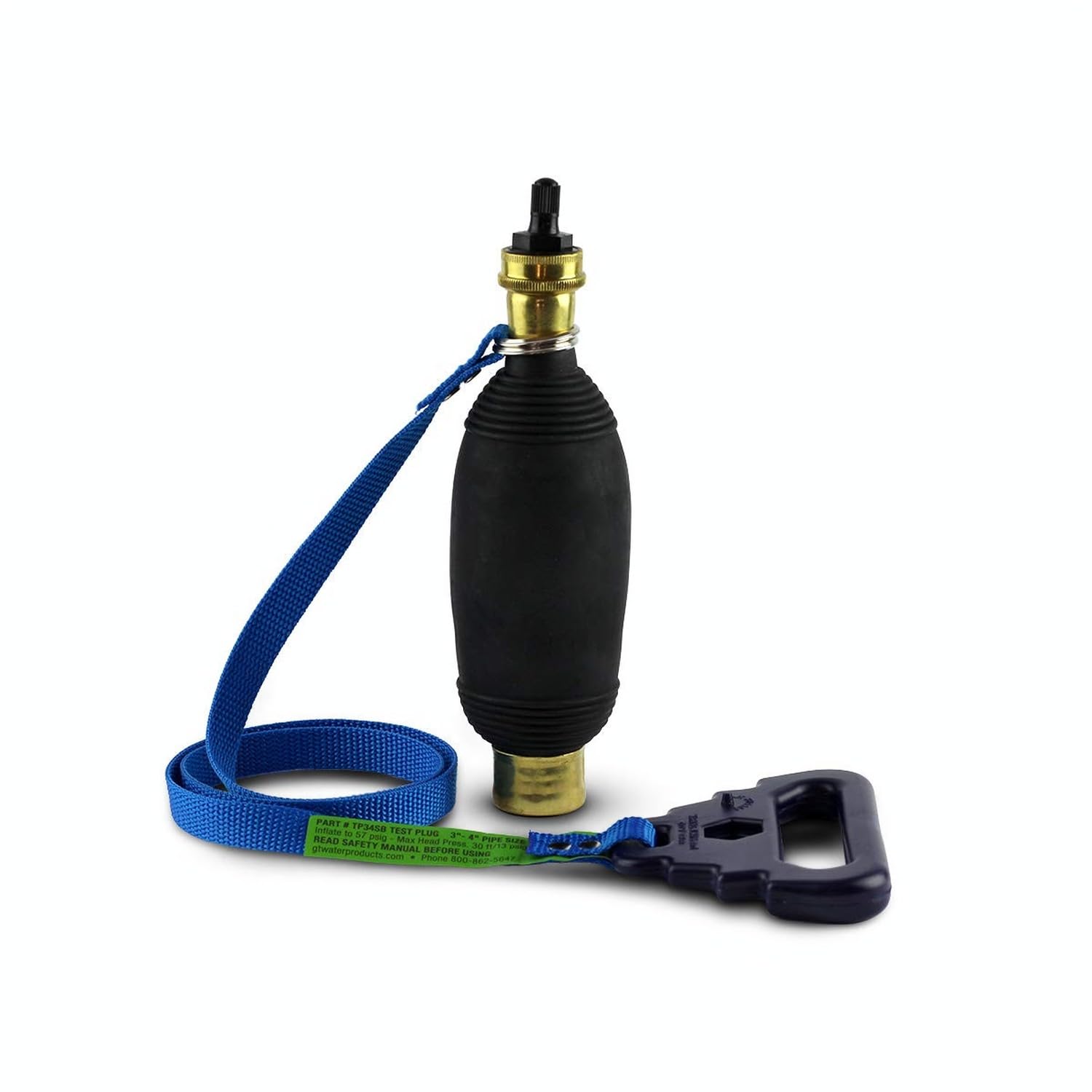 TP34SB Pneumatic Hydraulic Test Plug Inflatable with Air or Water, 3 to 4 Inch