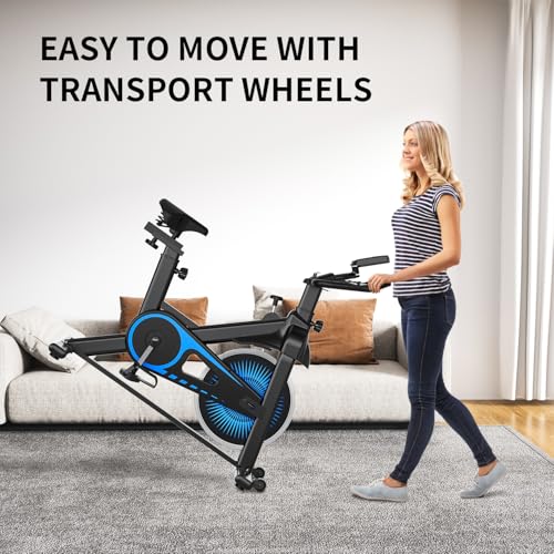 Image of Exercise Bike,Adjustable Resistance Indoor Cycling Bike for Home Exercise - Stationary Bike with Smartphone Holder, LCD Display & Heart Rate Monitor