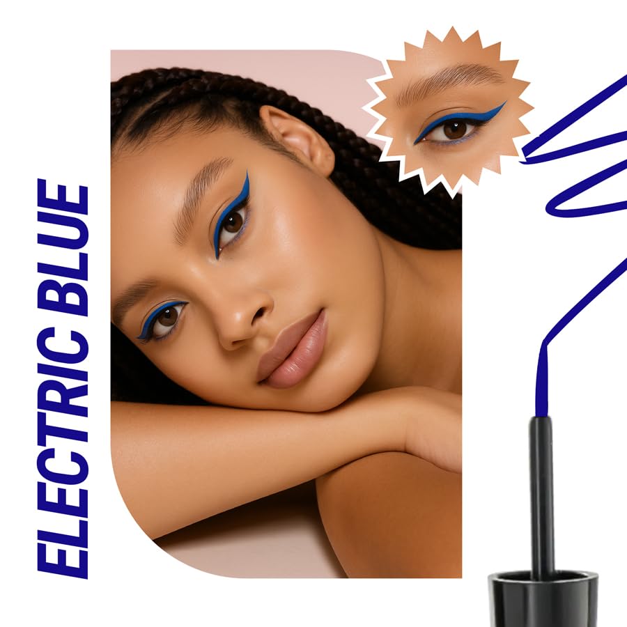 Image of Blue Heaven 24hr Stay Liquid Eyeliner Waterproof Smudge Proof | Quick Dry, Fine-Tip Brush for Precision | Long-Lasting Eye Liner for Women | Electric Blue | 3ml
