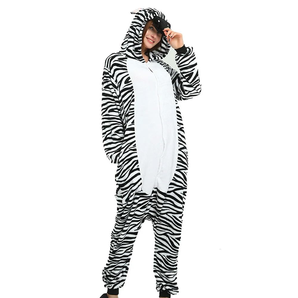 NYSDM Zebra Tutina Adulto Donna Pigiama Costume Animale Pigiama Un Pezzo Flanella Inverno Caldo Largo Uomini Coppia Cosplay Pigiama