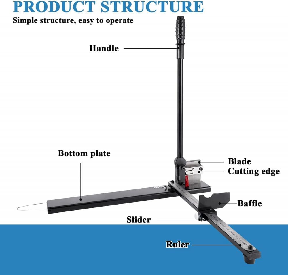 Manual Din Rail Cutter Tool, Bench Top Trunking Cutting Machine, Rail Cutter, Double Groove W/ 50CM Ruler, Manual Guide Rail Cutter for Cutting Slotted Aluminium-Blue