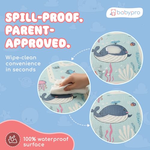 Image of BabyPro 5mm Reversible Baby Playmat, 6 x 5 ft Foldable Mat, Play Trails | Waterproof, BPA-Free XPE Foam, Non-Toxic Bounce-Back Cushion, XL