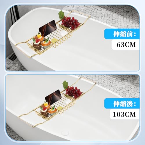 RALUCIO バスタブトレー 伸縮式 63-103cm ゴールド