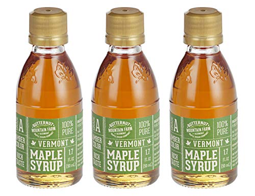Butternut Mountain Farm - Amber Rich Pure Grade A Vermont Maple Syrup, 1.7 oz Nip (3 Pack)