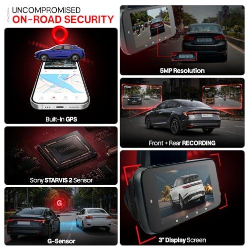 Image of CP PLUS Dash Cam for Car CP-F59B | Dual Dashcam | 3K 5MP UHD Front and 2MP FHD Rear Camera | Sony STARVIS 2 IMX675 Sensor | Built-in GPS | WiFi (AP Mode) | G-Sensor | 3 inch Display | Upto 1TB Storage