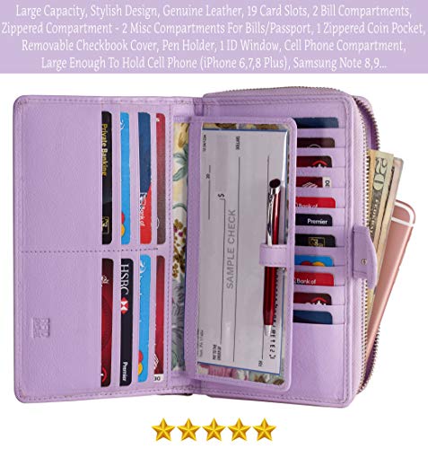 Image of Big Fat RFID Blocking Leather Organizer Checkbook Wallets For Women - Clutch