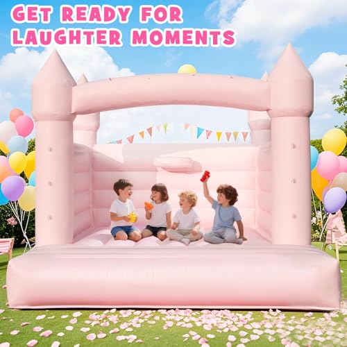 13.8FT White Bounce House Jump Castle for Kids, 100% PVC Indoor Outdoor Inflatable Bounce House, Heavy Duty 750W Air Blower Commercial Bounce House with 2 Balls, Self-Decorated for Party - Image 7