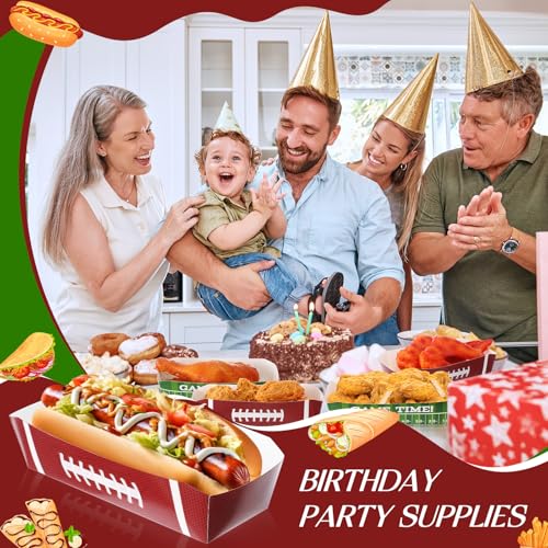 Yeaqee 50 Pcs 7" Football Hot Dog Trays Football Disposable Paper Trays Food Nacho Boats Game Day Football Serveware Football Theme Food Tray Snack Party Baskets - Image 4