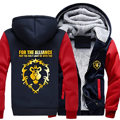 ShaMma Herren Reißverschluss Kapuzenpullover Mäntel für Warcraft World Fleece gefütterte Jacken Warme Dicke Sweashirts Lässige Sportoberbekleidung Oberteile mit Taschen-B||XL