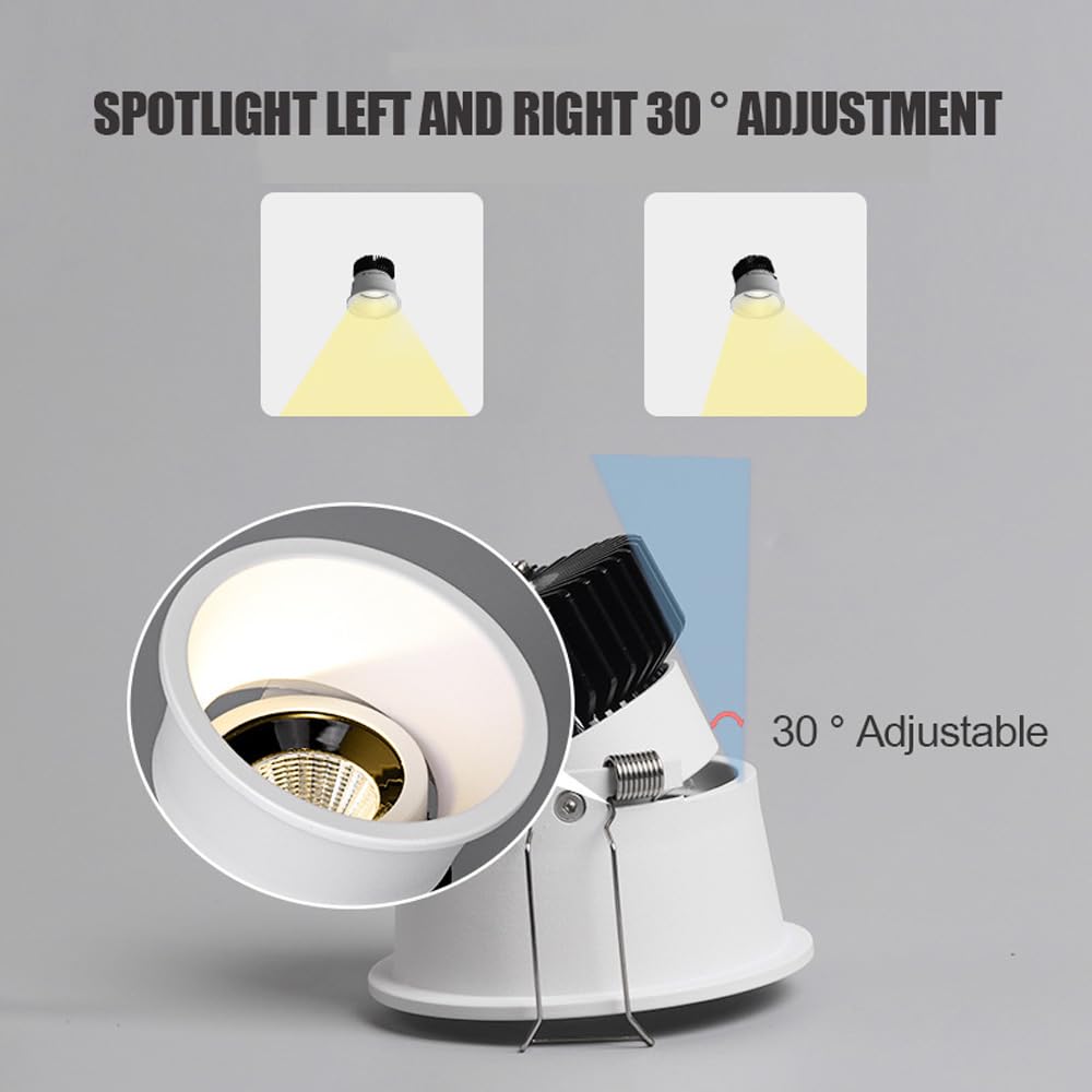 Panel de luz LED Redondo de Aluminio de 7 W, con Deflector, Ultrafino, empotrable, antideslumbrante, luz Diurna, Seleccionable Entre 3000 K/4000 K/6000 K.