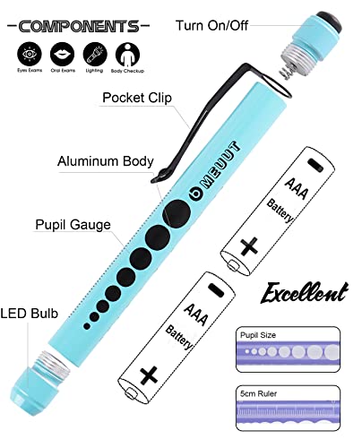 Meuut 3 Pack Medical Scissors Penlights For Nurse Kits- Two Medical Pen Lights With Four Batteries, One 8" Patented Trauma Shears Bandage Scissors For First Aid Emt #TOP3